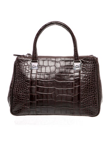 Embossed Leather Top Handle Bag