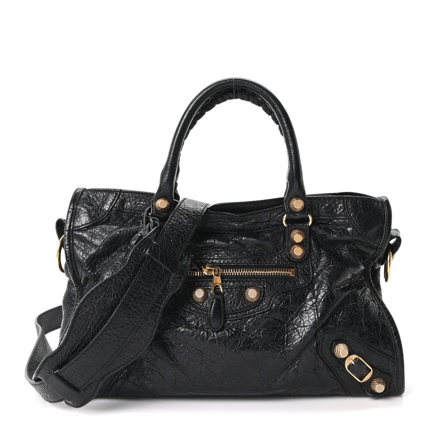 Balenciaga Agneau Giant 12 Gold Hardware S City Black