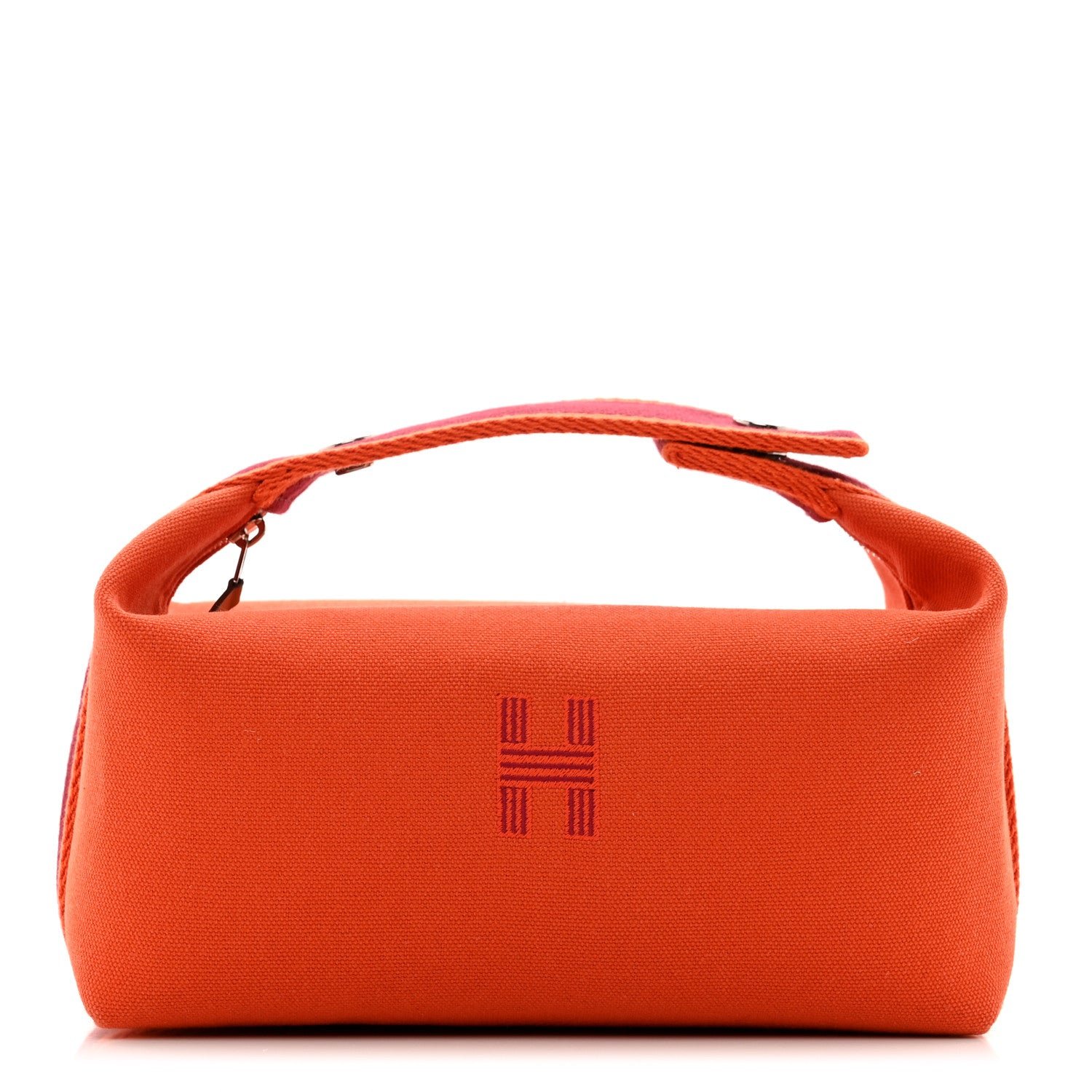 Hermes Canvas Small Bride-A-Brac Pouch Orange Burgundy