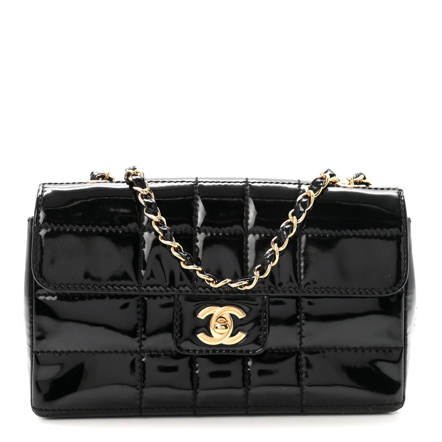 Chanel Patent Medium Chocolate Bar Flap Black