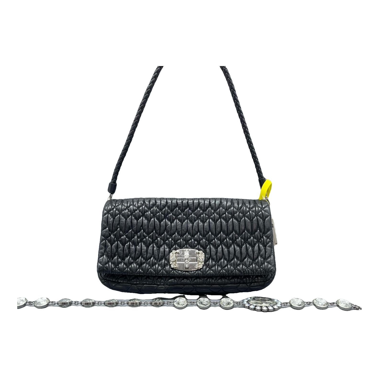 Miu Crystal leather handbag