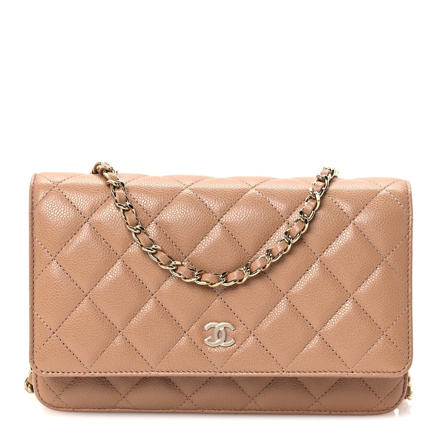 Chanel Caviar Quilted Wallet on Chain WOC Dark Beige