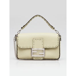 Fendi Sage Selleria Leather Mini Baguette Crossbody Bag 8BS017