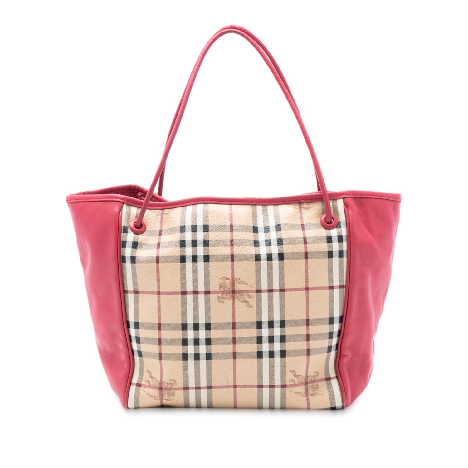 Small Haymarket Check Coated Canvas and Calfskin Canterbury Tote