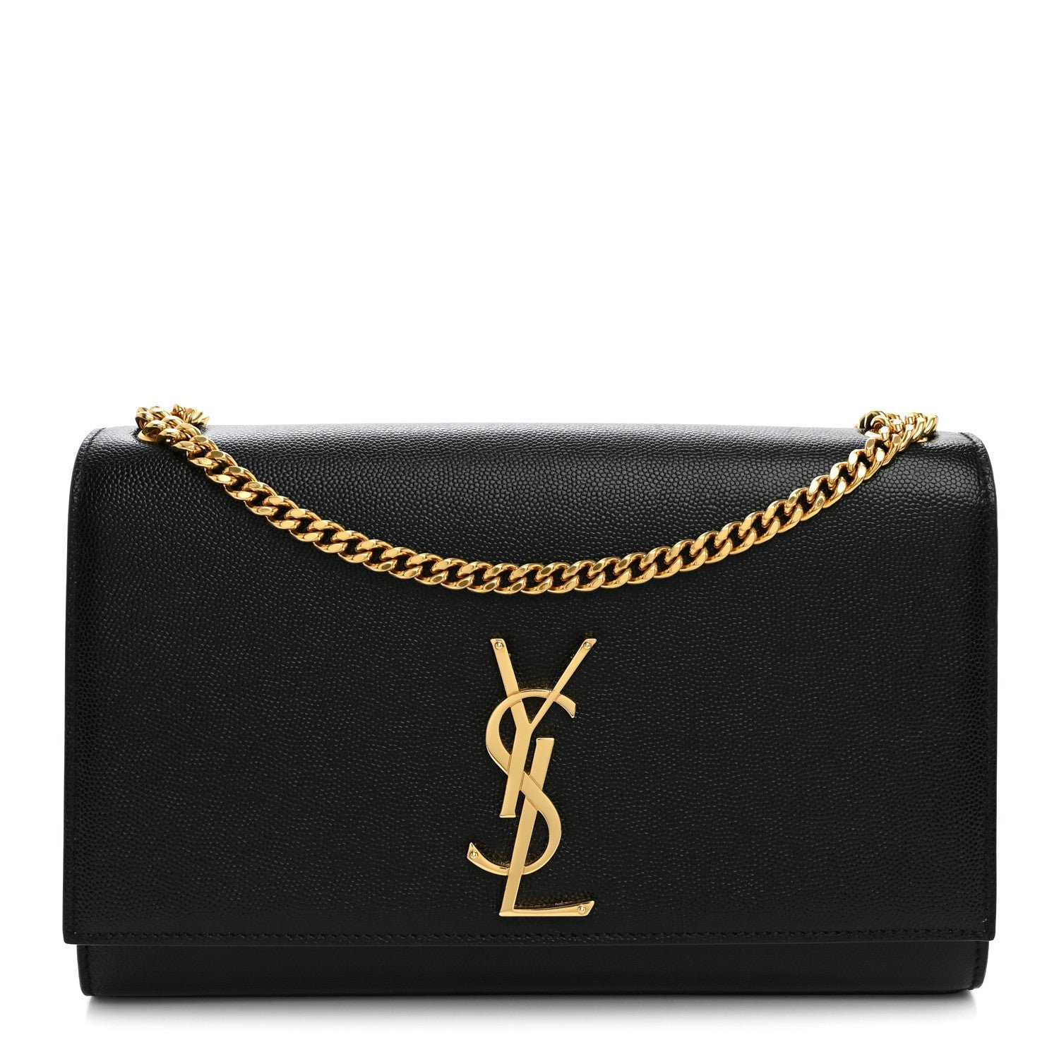 Saint Laurent Grain De Poudre Medium Classic Monogram Kate Satchel Black
