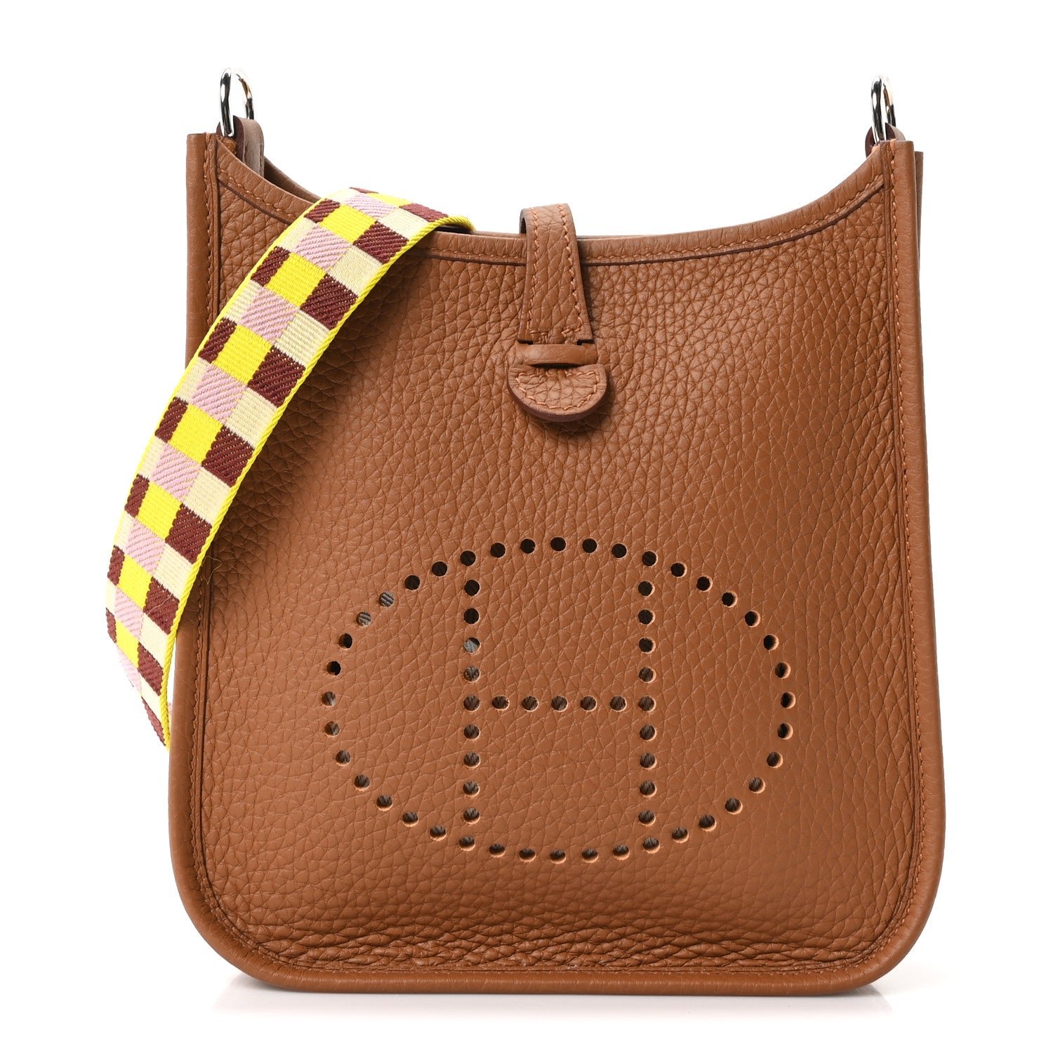 Hermes Taurillon Clemence Maxi Quadrille Evelyne TPM Gold Citron Rouge H Mauve Sylvestre