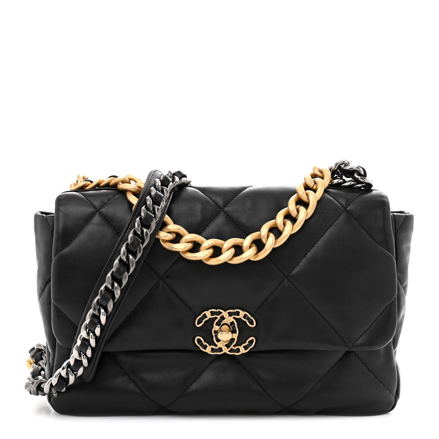 Chanel Lambskin Quilted Large Chanel 19 Flap Black