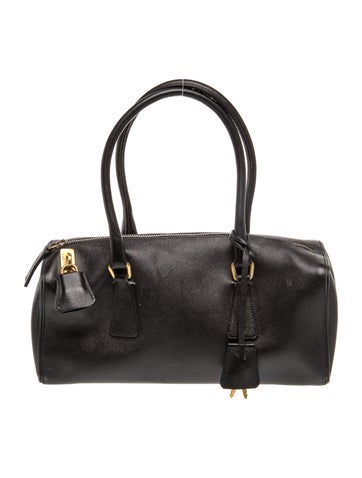 Enameled Metal Triangle Saffiano Handle Bag