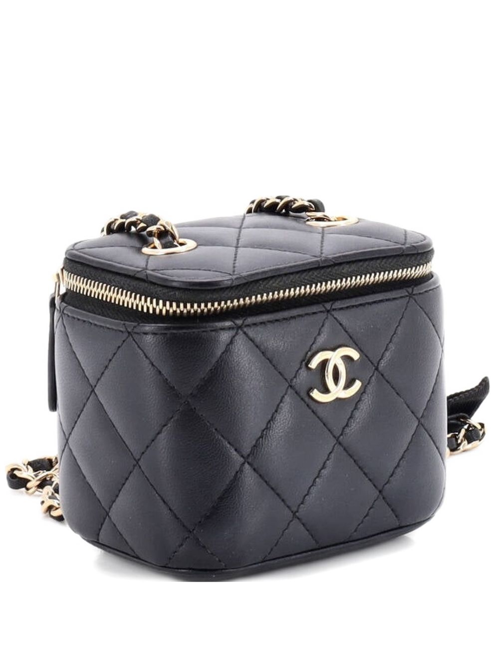 Camellia Bow Vanity Case with Chain Quilted Lambskin Mini crossbody bag