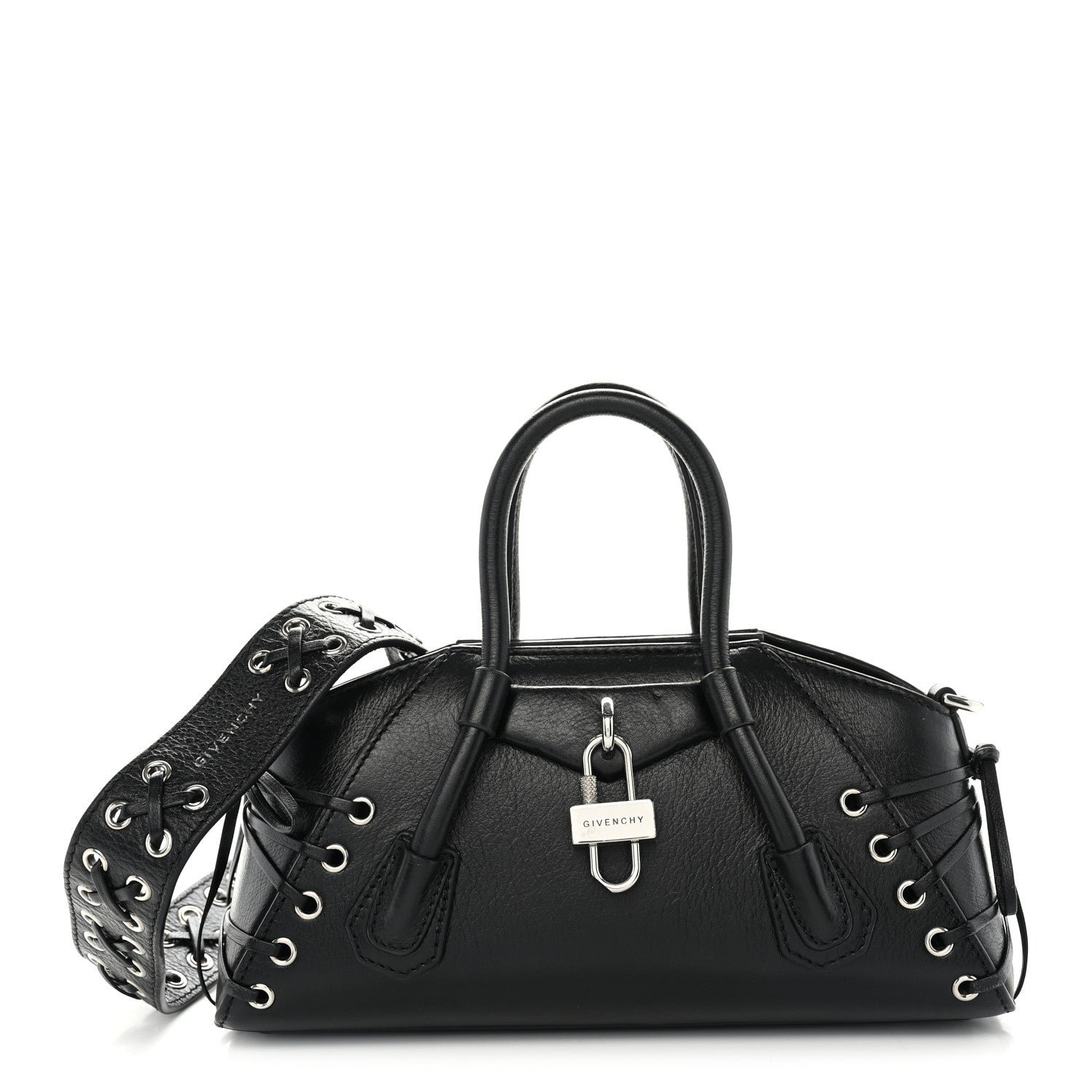 Givenchy Sugar Goatskin Lace Mini Antigona Stretch Black