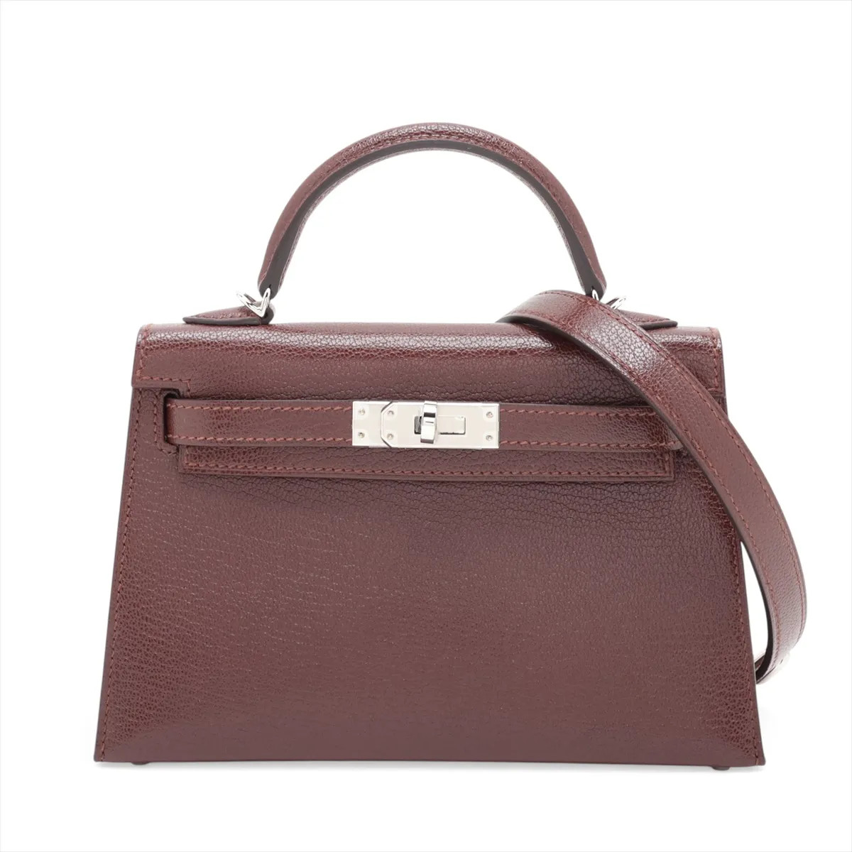 Hermès mini kelly 2 20 Clute Doo Cool Chèvre Shamukira Terre Silver Metal Fittin