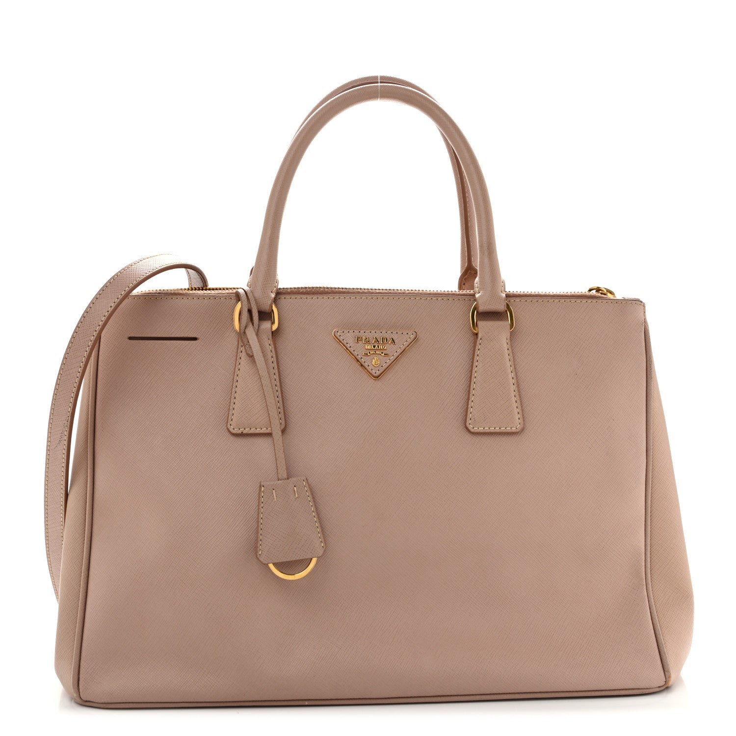 Prada Saffiano Medium Galleria Double Zip Tote Cammeo