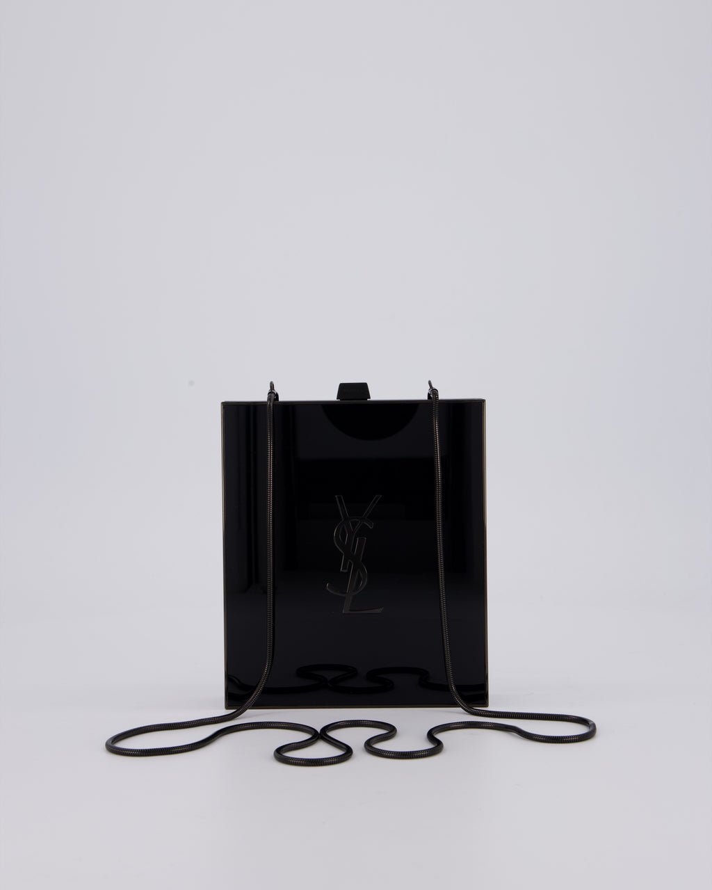 Yves Saint Laurent Black Acrylic Tuxedo Box Bag with Chain
