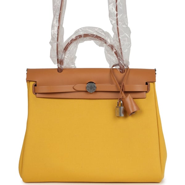 Hermes Hermes Herbag Zip 31 PM Soleil Toile H Canvas and Natural Sable Vache Hunter Palladium Hardware