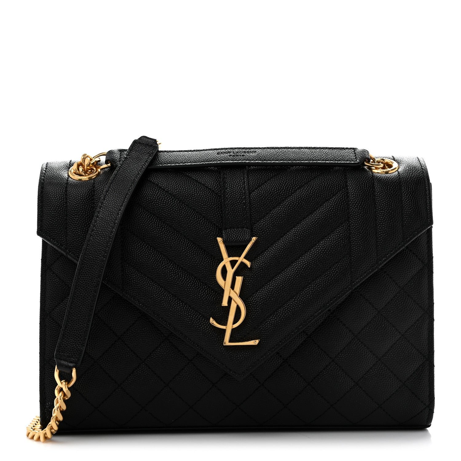 Saint Laurent Grain De Poudre Textured Mixed Matelasse Triquilt Medium Monogram Satchel Black