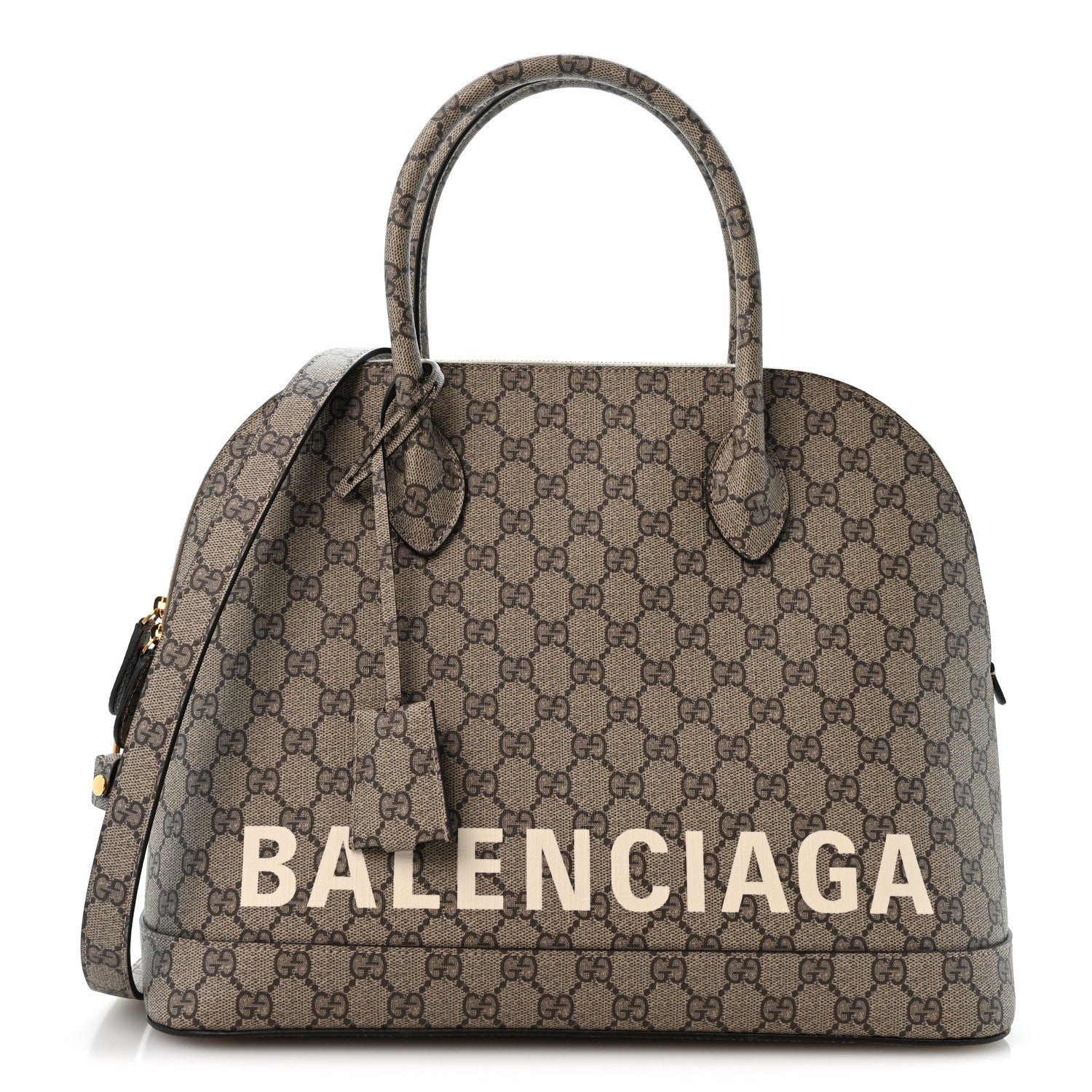Balenciaga X GUCCI GG Supreme Monogram Medium Ville Top Handle Beige Ebony