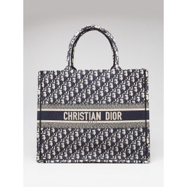 Dior Christian Dior Blue Oblique Canvas Large Book Tote Bag