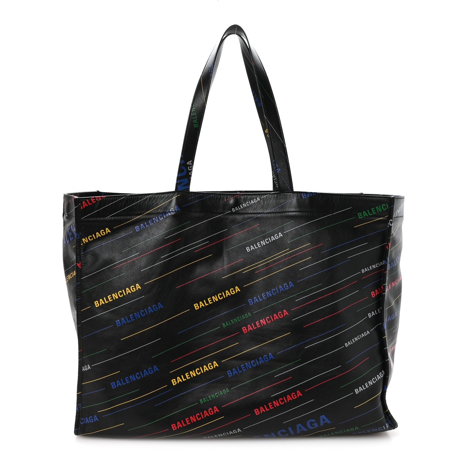 Balenciaga Agneau Logo Print Market XL Shopper Black Black