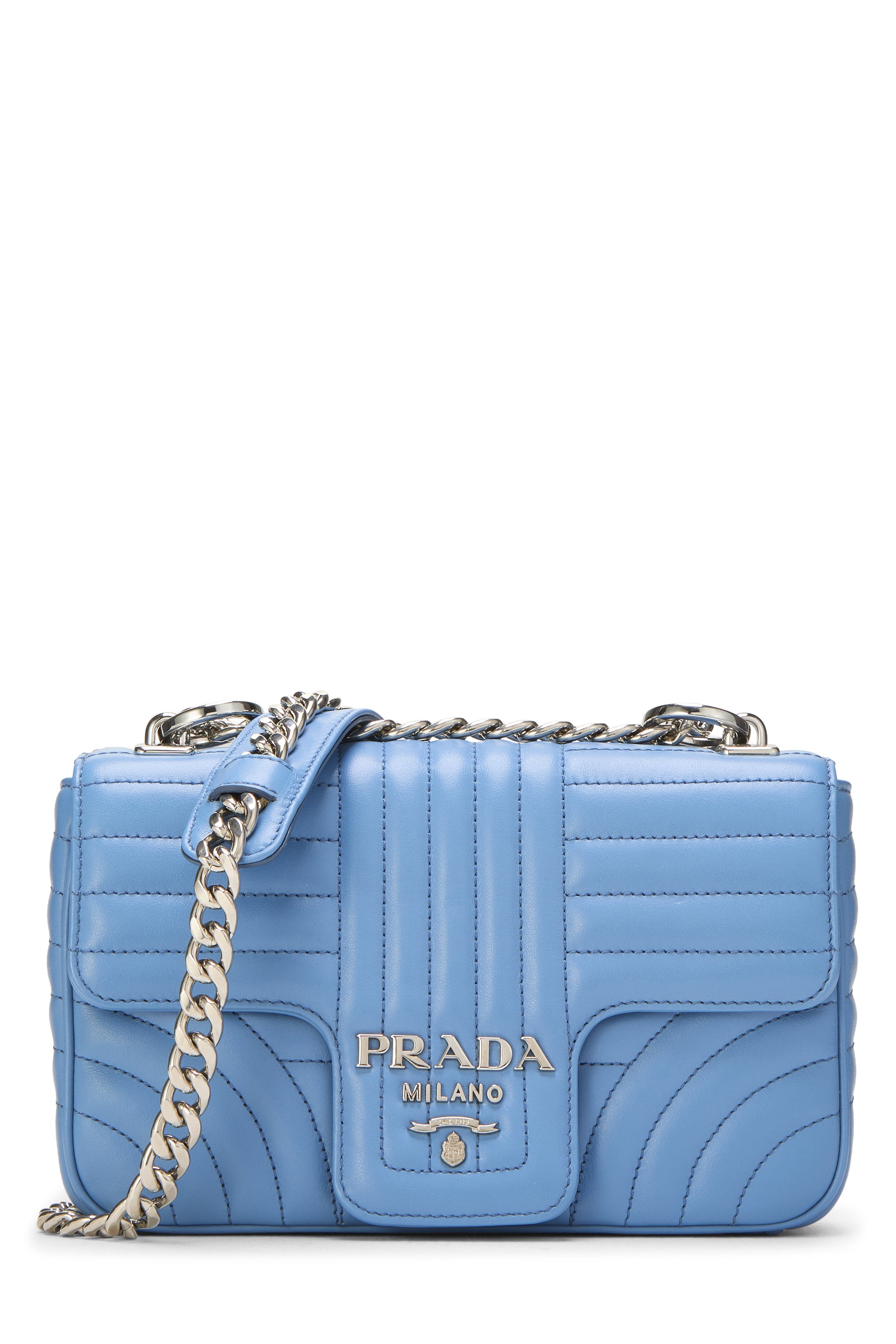 Blue Calfskin Diagramme Flap Bag Small