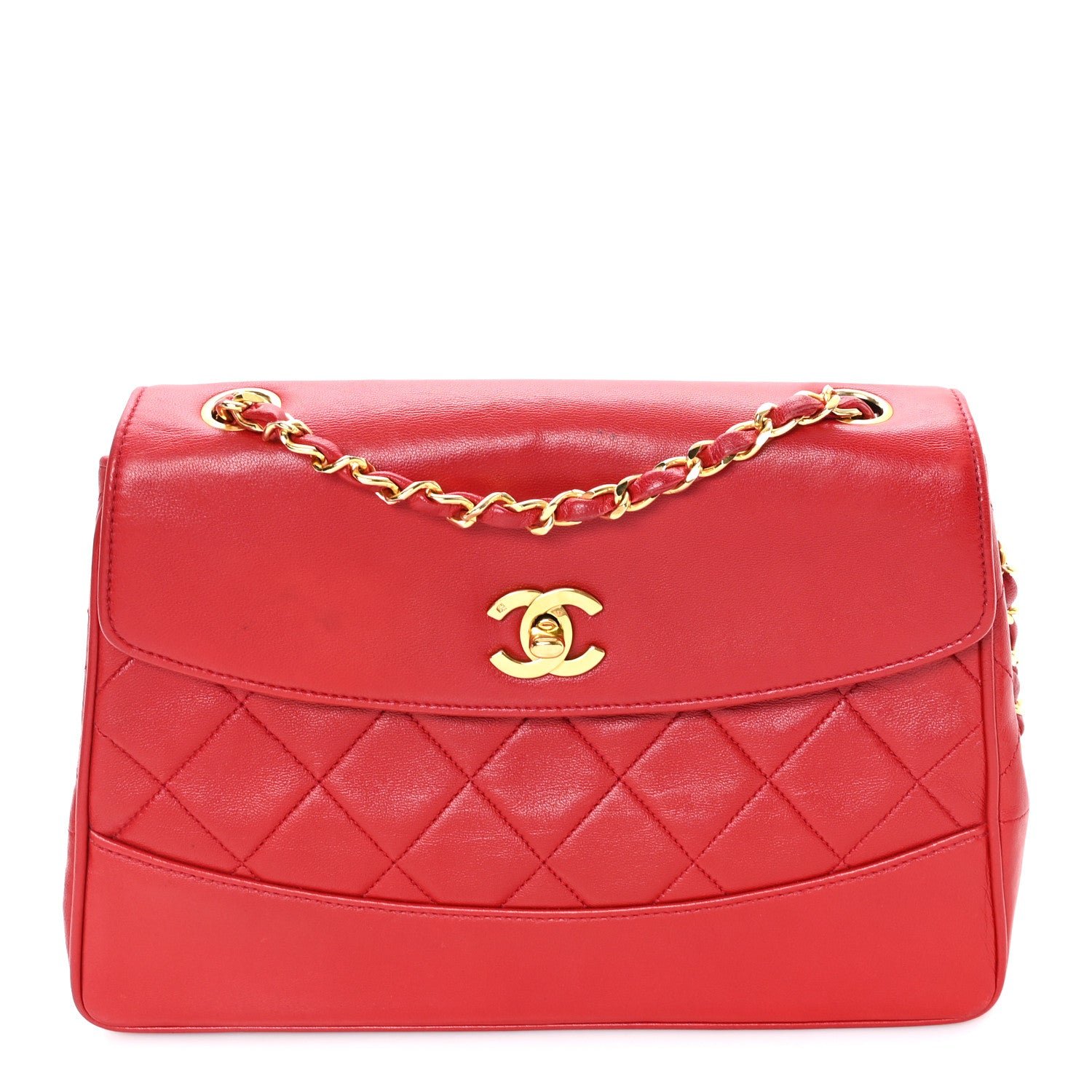 Chanel Lambskin Quilted Small Single Flap Red