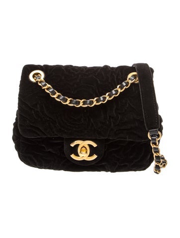 Mini Velvet Camellia Square Flap Bag
