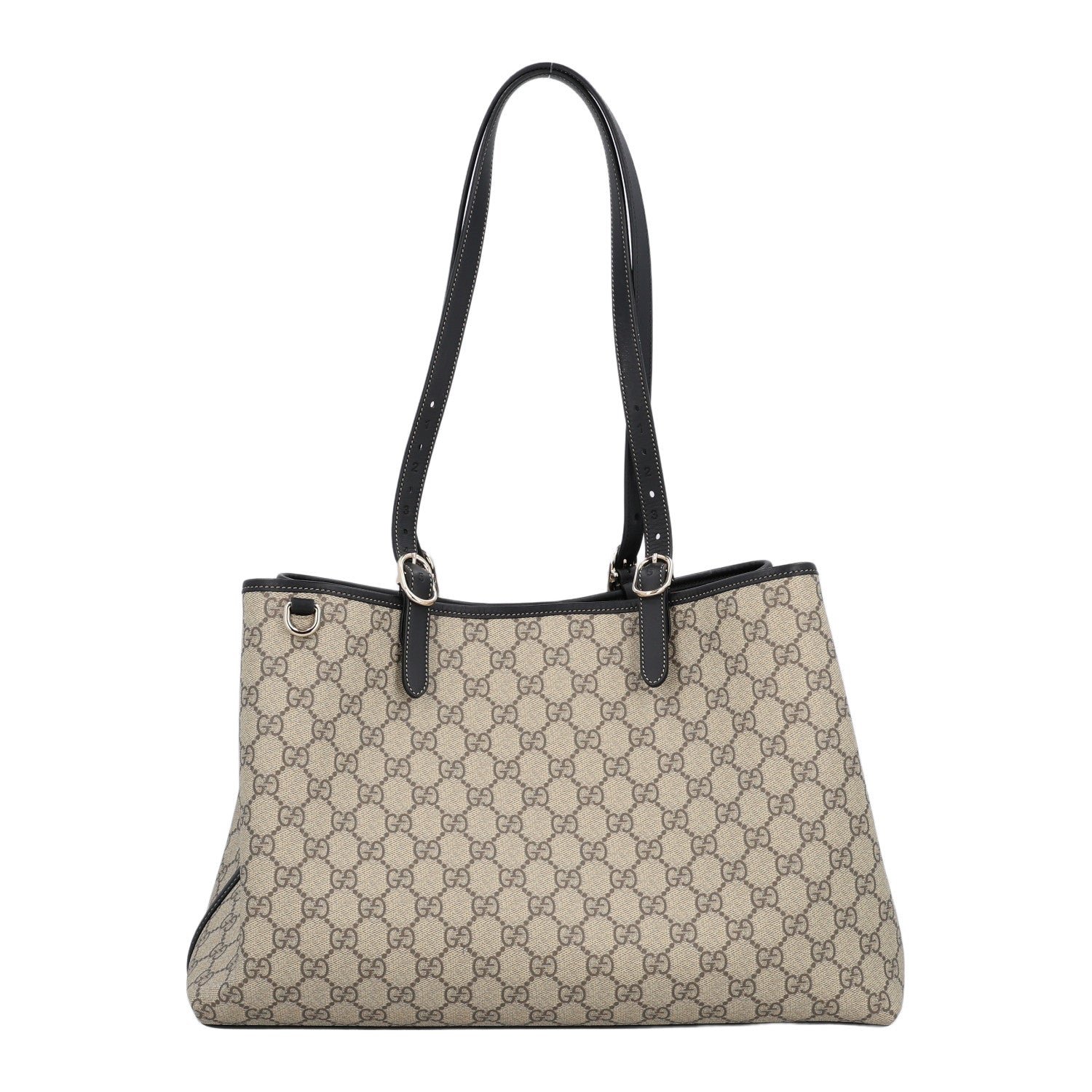 GG Supreme Monogram Emblem Large Tote Bag Beige Black