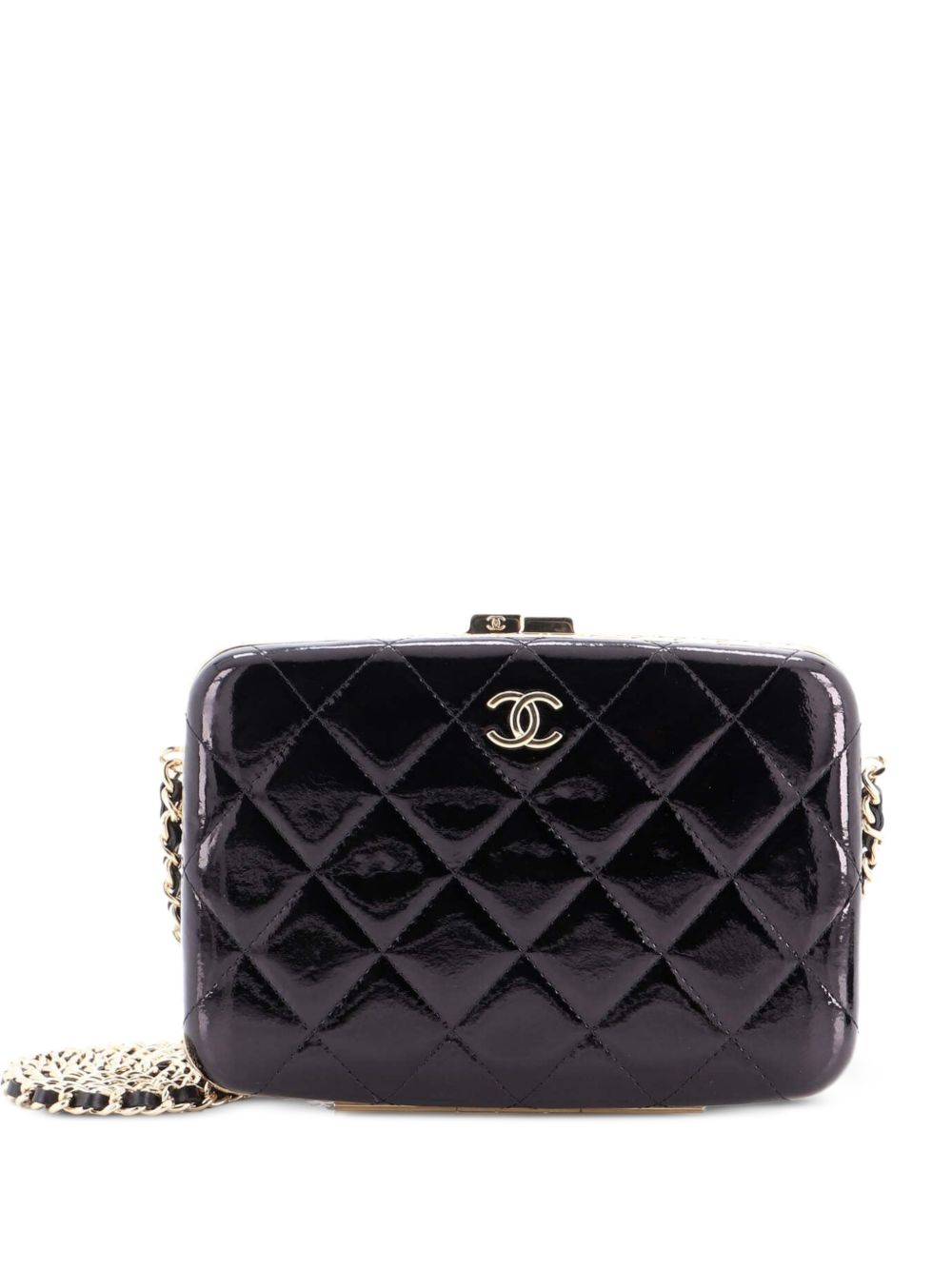 Framed Box with Chain Quilted Patent Small clutch bag