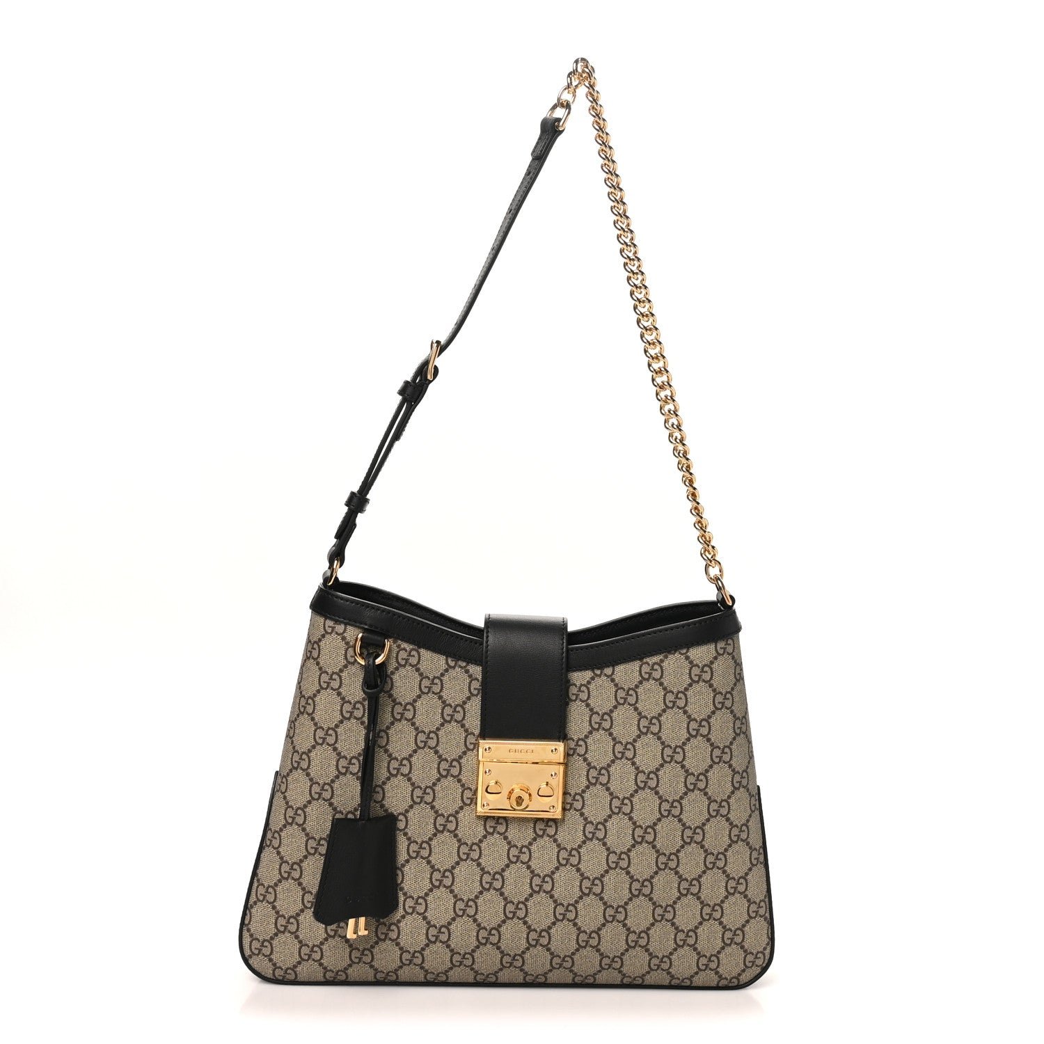 Gucci GG Supreme Monogram Medium Padlock Shoulder Bag Black