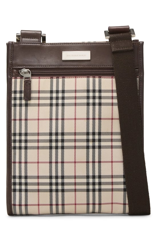 Brown House Check Nylon Crossbody