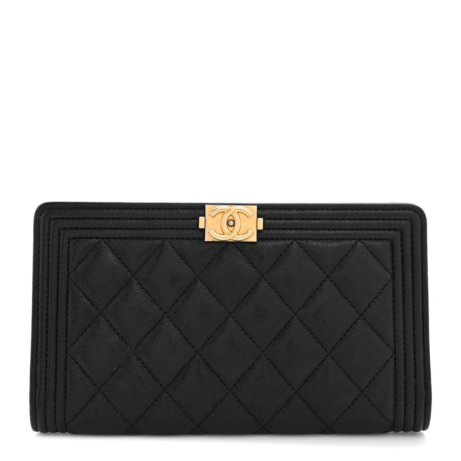 Chanel Lambskin Quilted Boy Yen Wallet Black