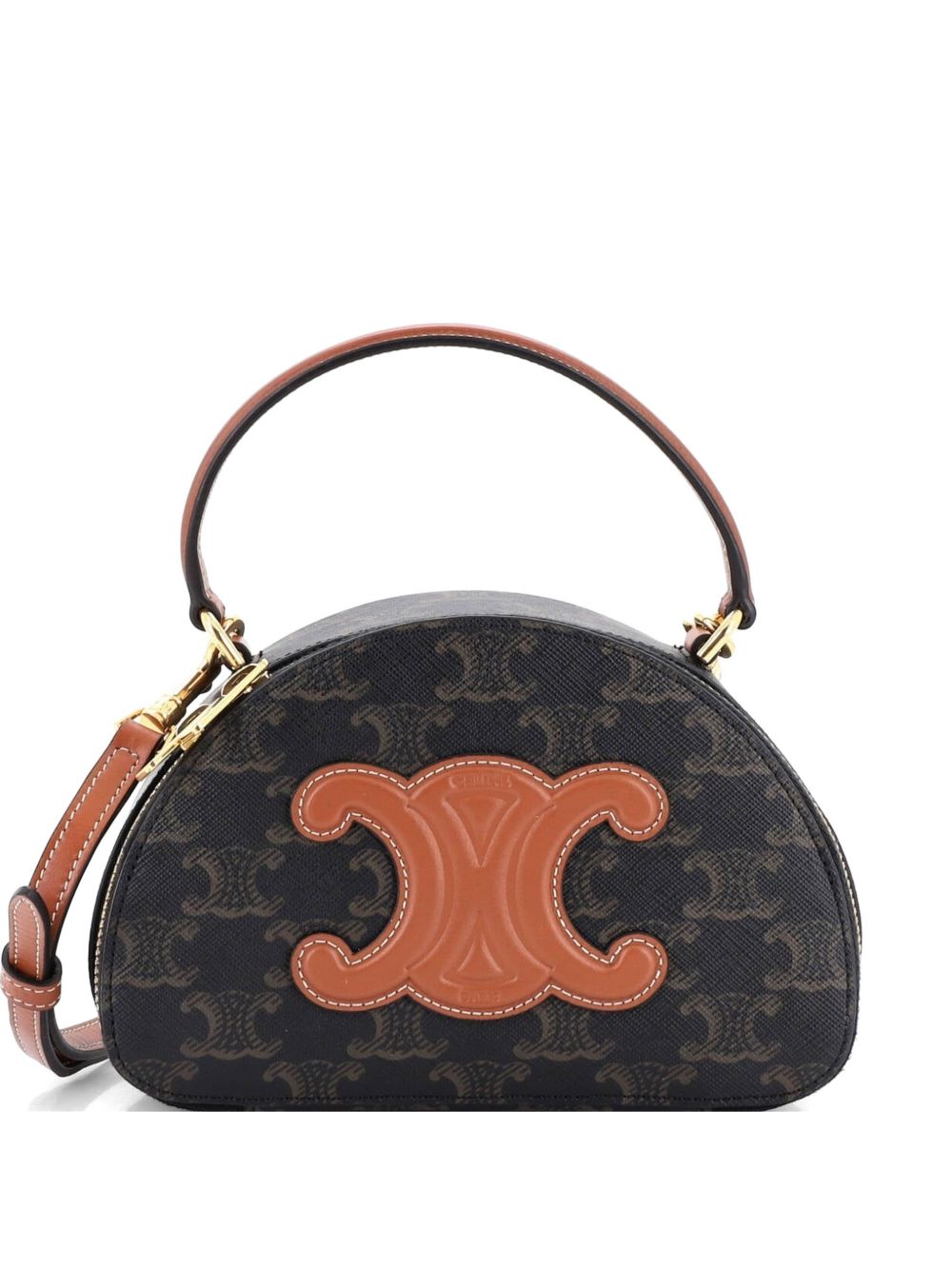 Half Moon Case Triomphe Coated Canvas with Leather crossbody bag