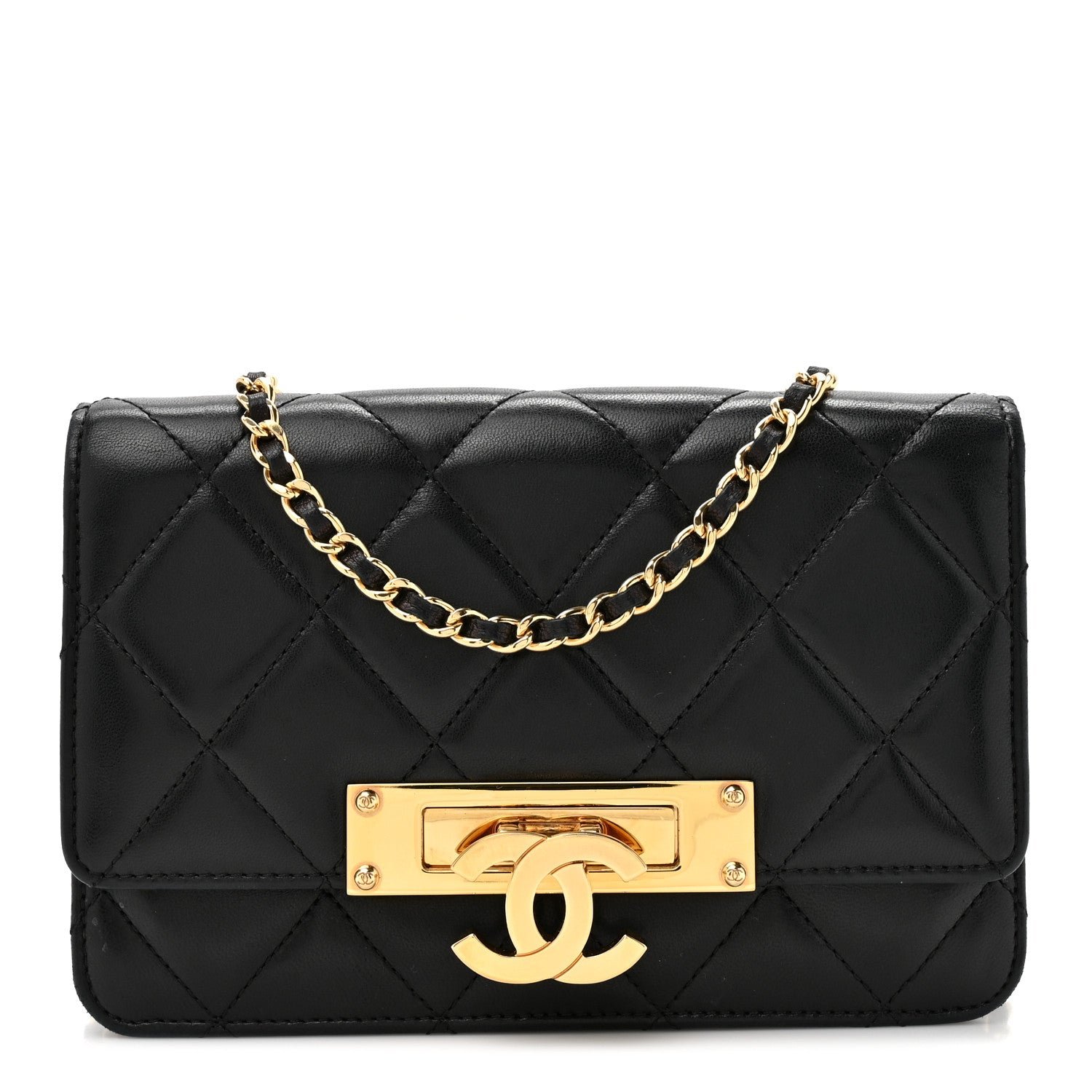 Chanel Lambskin Quilted Golden Class Wallet on Chain WOC Black