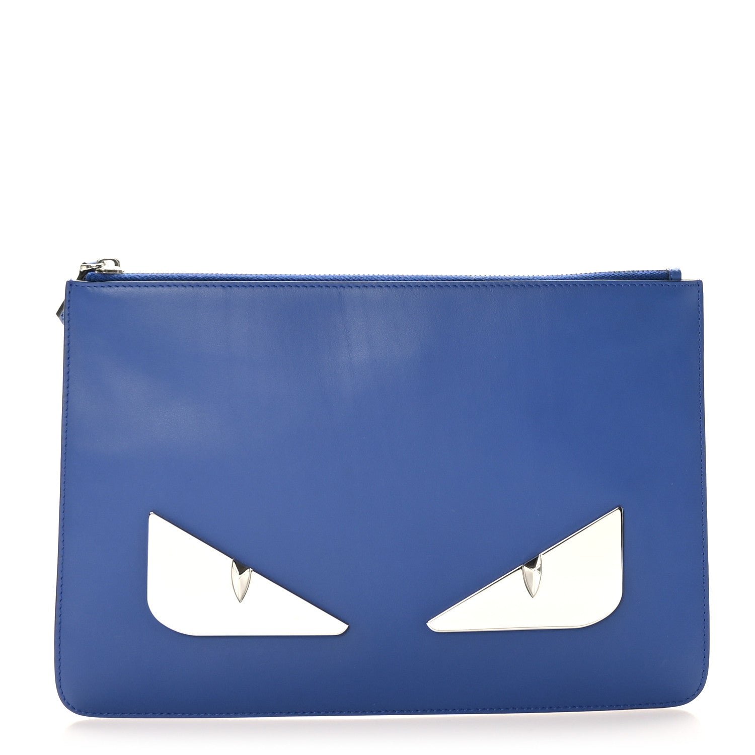 Fendi Vitello Century Metal Monster Eyes Pouch Blue Neon
