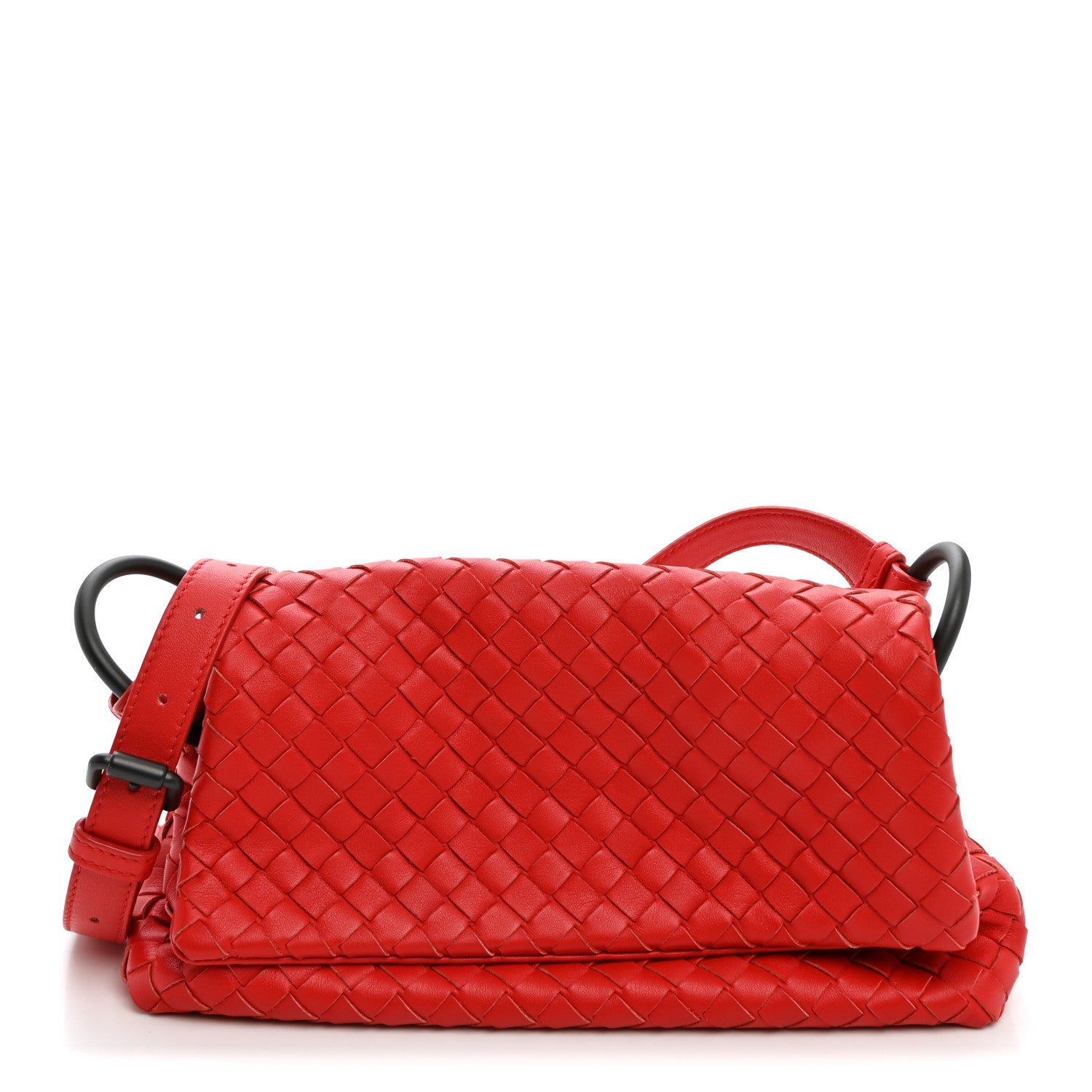 Bottega Veneta Nappa Intrecciato Crossbody Messenger Flap Red