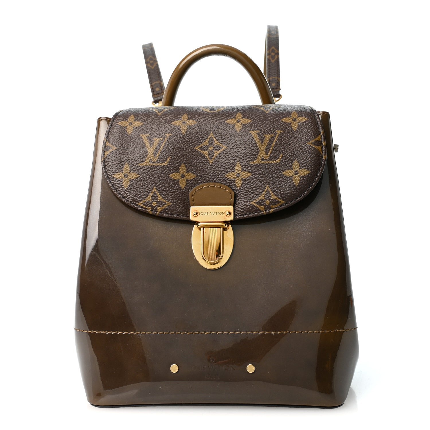 Louis Vuitton Patent Monogram Hot Springs Backpack Vert Bronze