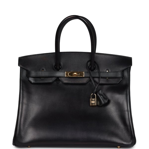 Hermes Vintage Hermes Birkin 35 Black Box Gold Hardware