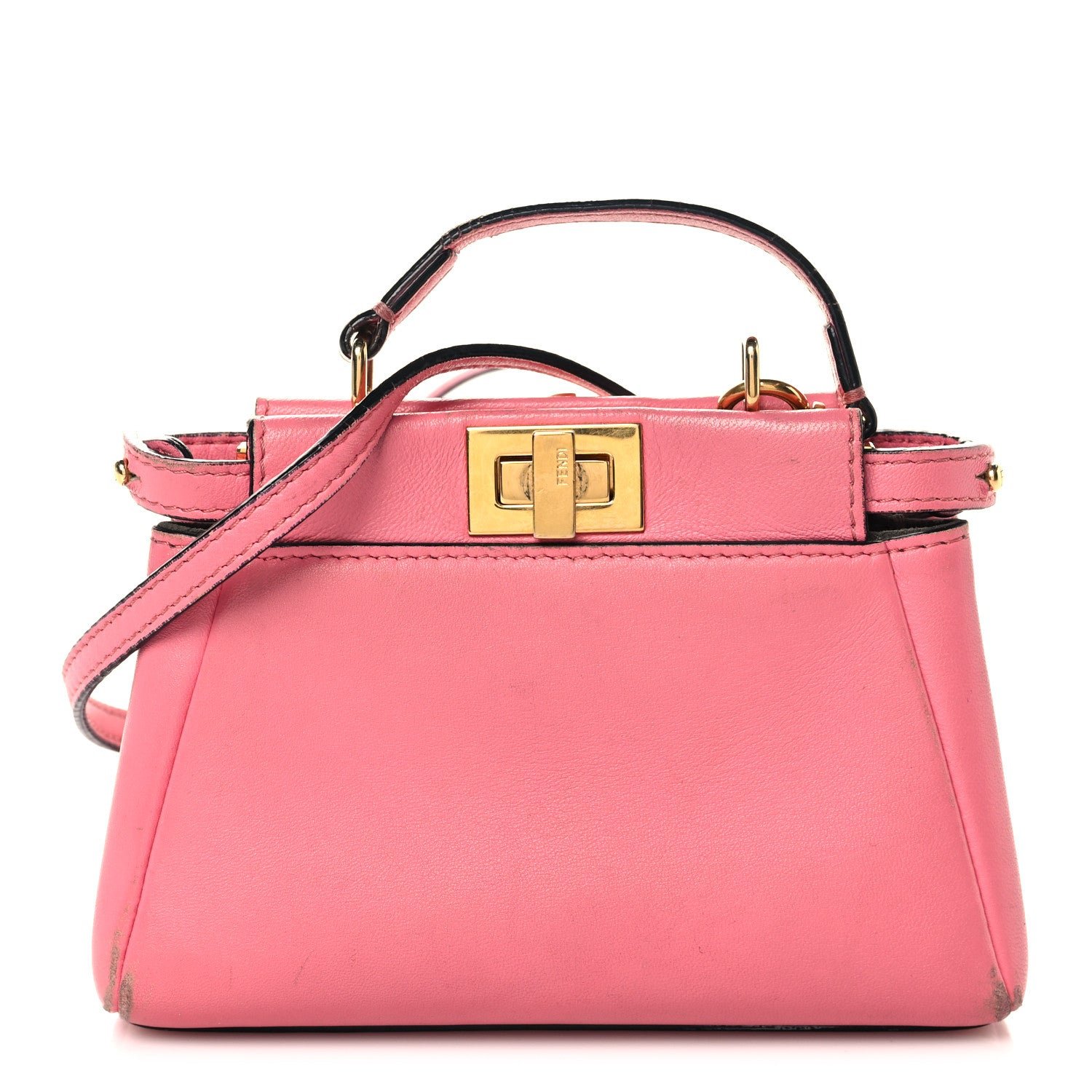 Fendi Shiny Nappa Micro Peekaboo Iconic Satchel  Rosa Fluo