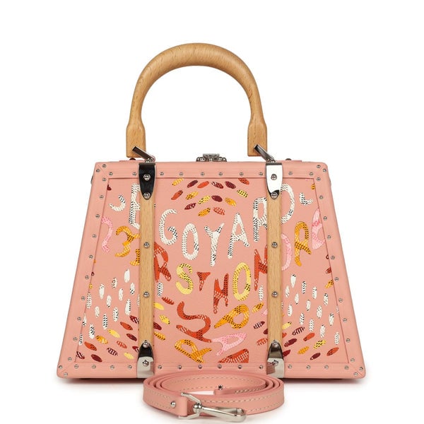 Goyard Goyardine Canvas Saigon Mini Marquetry Trunk Bag Powder Pink Chevroches Calfskin Palladium Hardware