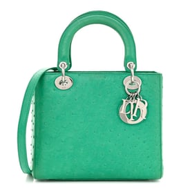 Dior Ostrich Medium Lady Dior Green