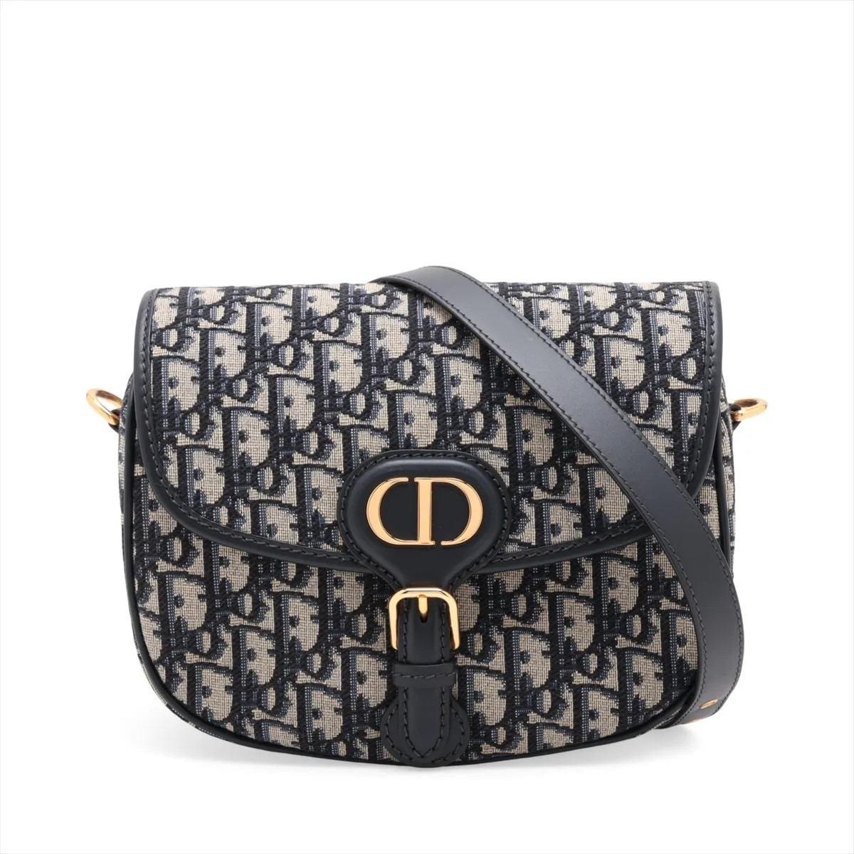 Christian Dior Oblique Bobby Canvas & Leather Shoulder bag Navy Blue