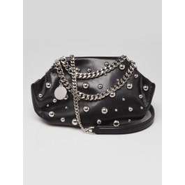 Stella McCartney Stella McCartney Black Faux Leather Studded Small Crossbody Bag