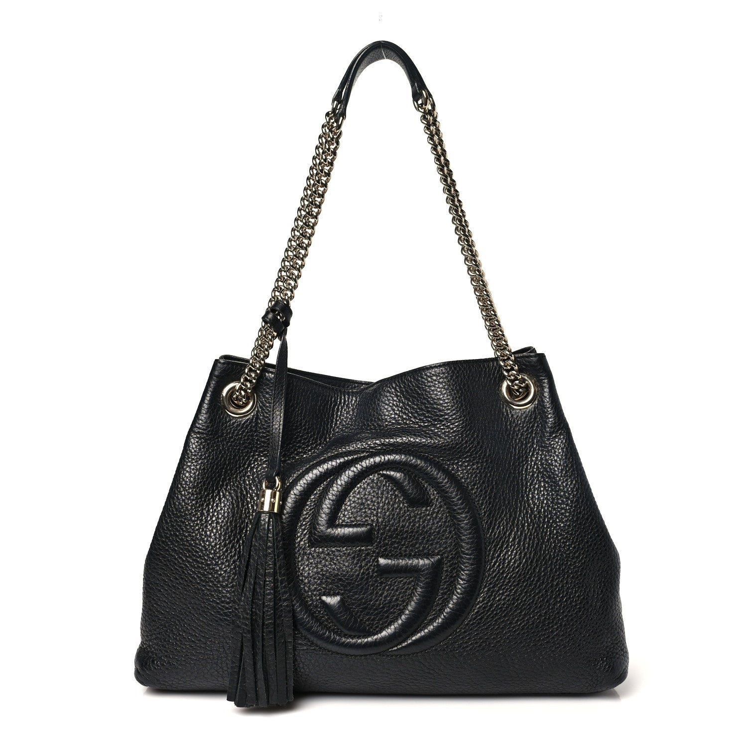 Gucci Pebbled Calfskin Medium Soho Chain Shoulder Bag Black
