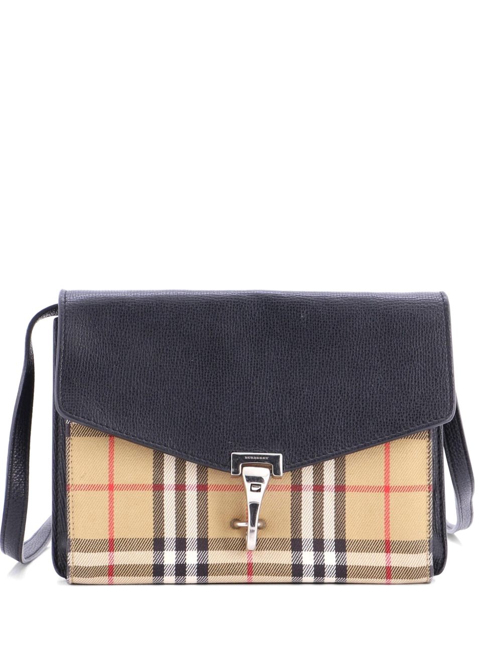 Burberry Macken Leather and Vintage Check Canvas Small crossbody bag