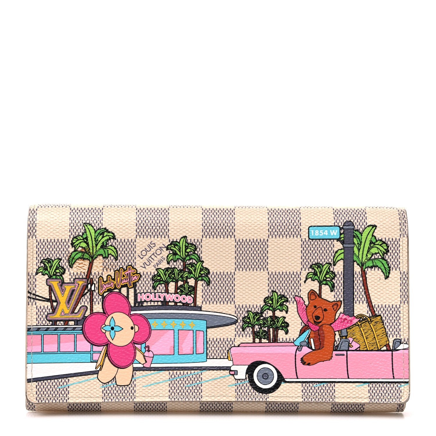 Louis Vuitton Damier Azur 2021 Christmas Animation Hollywood Sarah Wallet Fuchsia