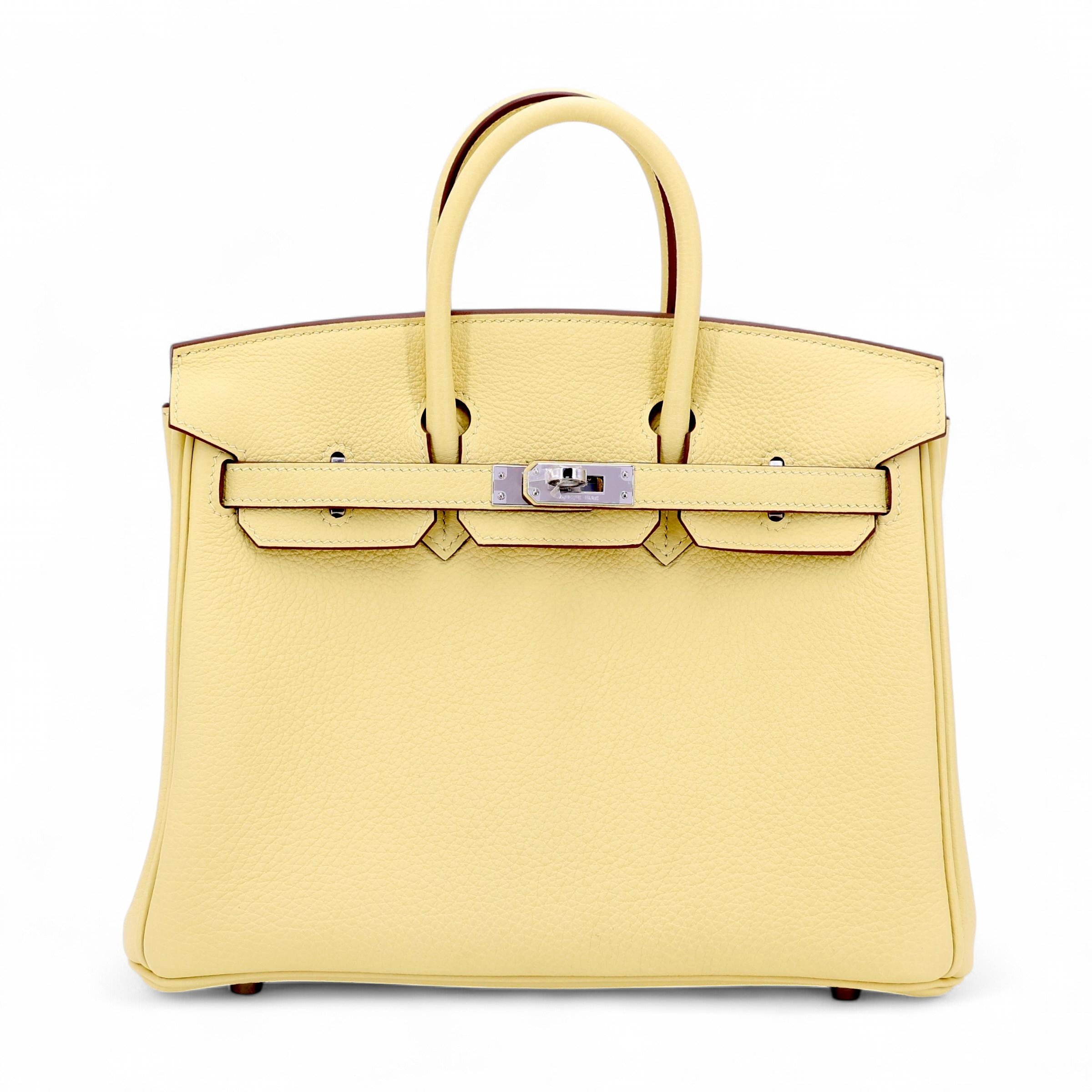 Hermes Brand New ( Rank N ) HERMÈS Birkin 25 Jaune Poussin (1Z) Togo Palladium hardware K (2025)