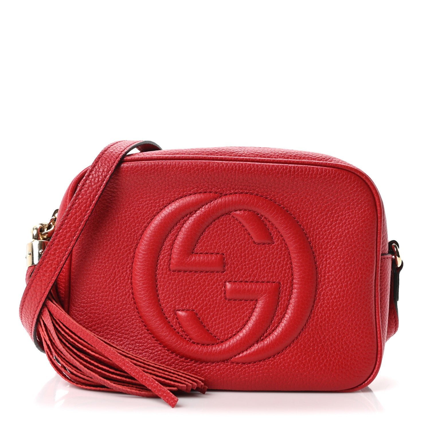 Gucci Pebbled Calfskin Small Soho Disco Bag Tabasco Red