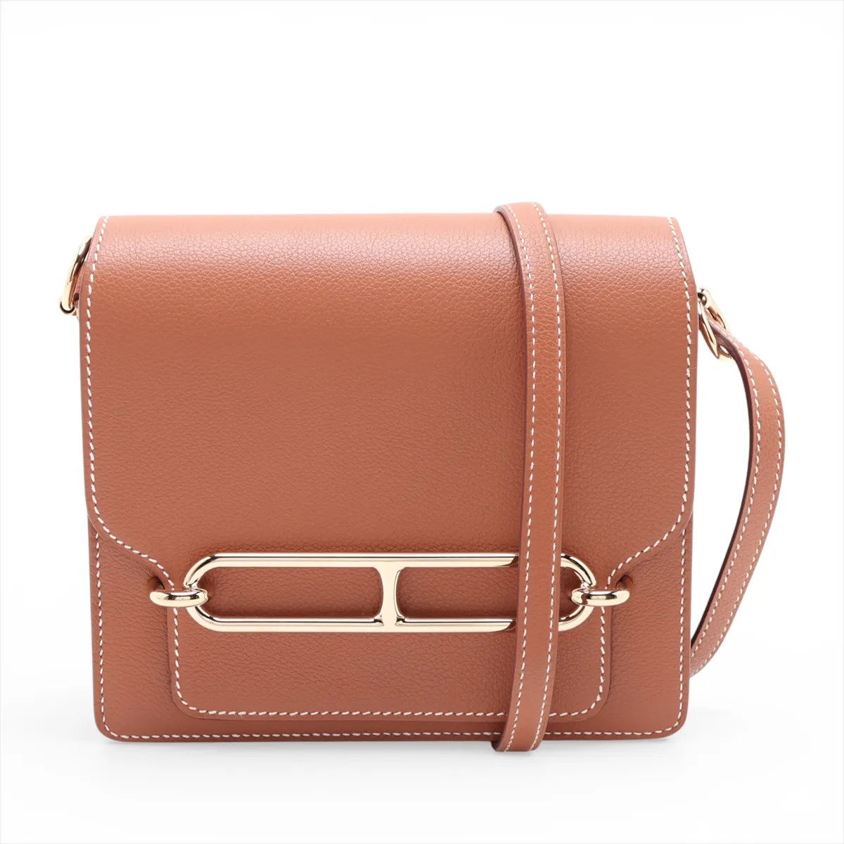Hermès SAC ROULIS MINI Evercolor Gold Gold Metal Fittings