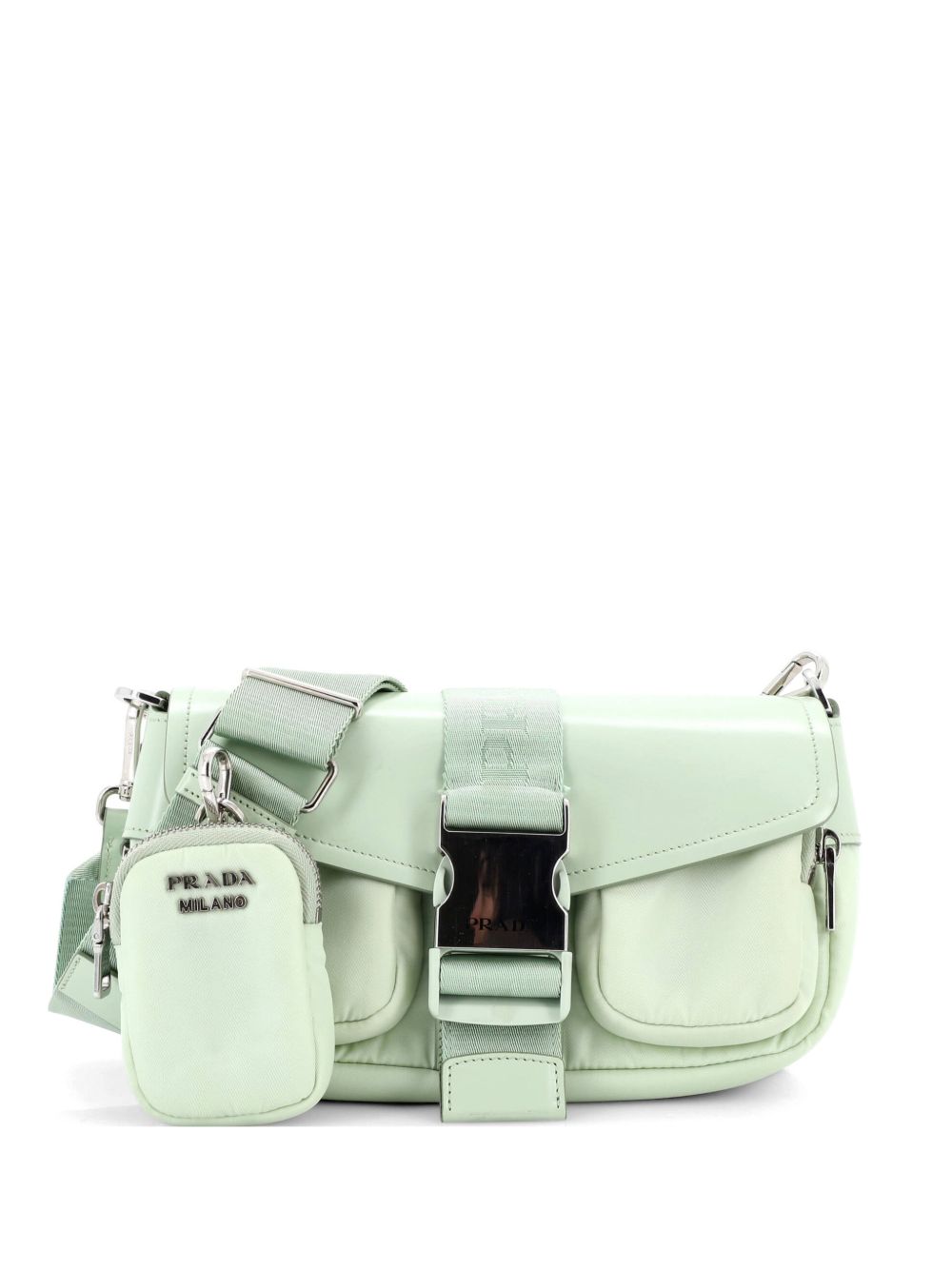 Buckle Pocket Spazzolato Leather and Tessuto crossbody bag