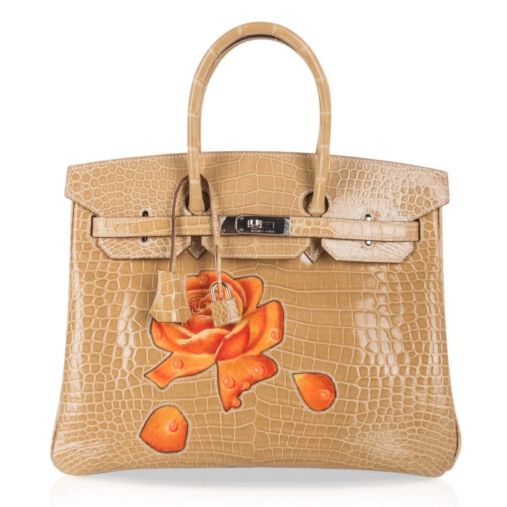 Hermes Hermes Limited Edition HSS Birkin 35 Bag Poussiere La Rosee Porosus Crocodile with Palladium Hardware