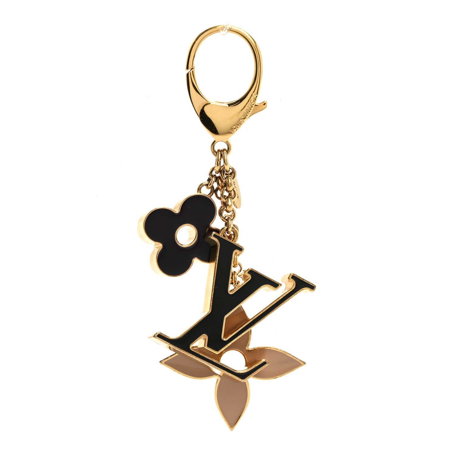 Louis Vuitton Metal Enamel Fleur De Monogram Bag Charm Dore